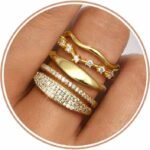 Gold Rings for Women Non Tarnish -  Gold Plated Stackable Rings Dainty Cubic Zirconia Stacking Thumb Ring Set Trendy Statement Promise Engagement Wedding Bands Rings for Women Size 6-10
