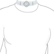 Antique Vintage Art Deco Style Wide Statement Bridal Four Multi Strand White Freshwater Cultured Pearl Choker Bracelet Necklace For Women, Wedding Silver Plated Brass 7.5" - Image 2