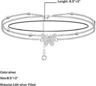 Butterfly Silver - Adjustable Layered - Jewelry Anklet Gifts for Women Teen Girls - Image 2