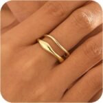Rings for Women,Dainty Ring Set  Gold Plated Thumb Rings Non Tarnish Chunky Size 6-10 Gold Jewelry Gifts for Women