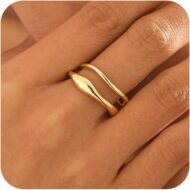 Rings for Women,Dainty Ring Set  Gold Plated Thumb Rings Non Tarnish Chunky Size 6-10 Gold Jewelry Gifts for Women