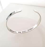 Personalized Sterling Silver Cuff Bracelet - Skinny Bangle - Engraved Silver Cuff - Bridesmaid Jewelry. Inspirational Quote Cuff Bracelet. narrow bracelet. Personalized Silver Cuff. Gift for her - Image 2