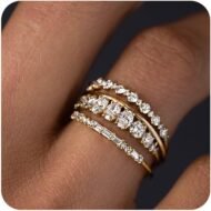 Stackable Gold Rings for Women Non Tarnish Dainty  Gold Plated Stacking Cubic Zirconia Thumb Ring Set Trendy Statement Promise Wedding Bands Engagement Rings for Women Size 6 7 8 9 10