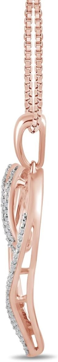 Sterling Silver Diamond Double Heart Pendant Necklace (1/10 cttw),18" - Image 2