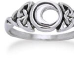 Sterling Silver Celtic Trinity Knot and Crescent Moon Ring(Sizes 3,4,5,6,7,8,9,10,11,12,13,14,15)