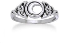 Sterling Silver Celtic Trinity Knot and Crescent Moon Ring(Sizes 3,4,5,6,7,8,9,10,11,12,13,14,15)