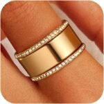 Gold Plated Stacking Rings - Non Tarnish Dainty Cubic Zirconia Rings Trendy Statement Stacking Rings Wedding Jewelry for Women Size 6 to 10