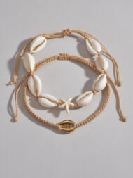 Women's 2 Piece Ankle Bracelets Set Shell Anklet Chain Adjustable Foot Jewelry - Image 2