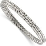 Chisel Stainless Steel Polished and Textured 3 Piece Set Of 2mm ed Cuff Stackable Bangle Bracelets Jewelry Gifts for Women