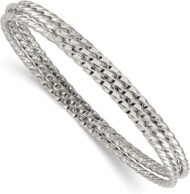 Chisel Stainless Steel Polished and Textured 3 Piece Set Of 2mm ed Cuff Stackable Bangle Bracelets Jewelry Gifts for Women
