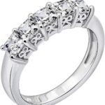 Platinum or Gold Plated Sterling Silver Princess-Cut 5-Stone Ring made with Infinite Elements Zirconia