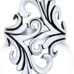 South Western Style Nature Swirl Leaf Vine Wrap Bypass Full Finger Armor Statement Ring Western Jewelry For Women Teen Oxidized . Sterling Silver