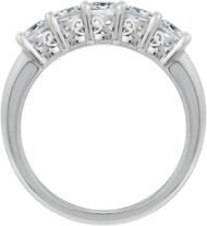 Platinum or Gold Plated Sterling Silver Princess-Cut 5-Stone Ring made with Infinite Elements Zirconia - Image 2