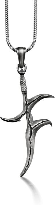 Black Knife Dagger Necklace in Silver, Middle Earth Warrior Necklace For Best Friend, Sword Necklace For Boyfriend, Elden Ring Inspired