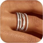 Stackable Rings for Women Non Tarnish Dainty  Gold Plated Stackable Thin Rings Cubic Zirconia Thumb Ring Set Trendy Statement Promise Wedding Bands Engagement Ring for Women Size 5-10