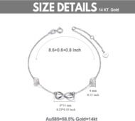 Gold Infinity Anklets for Women, Real Pearl Love Knot Ankle Bracelet Jewelry Gifts for Her, 8.6-10.2 Inch - Image 2