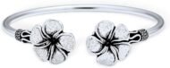 Balinese Bali Style Flower Ball Tips Bypass Stacking Black Rose Bangle Cuff Bracelet For Women Teen Oxidized . Sterling Silver