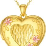 Sunflower/Rose/Daisy Heart Locket Necklace That Holds Pictures Keep Someone Near to You Sterling Silver/Gold Personalized Photo Locket Gift