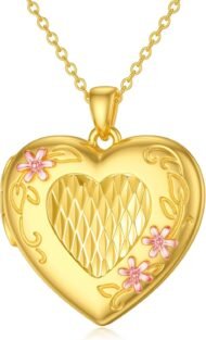 Sunflower/Rose/Daisy Heart Locket Necklace That Holds Pictures Keep Someone Near to You Sterling Silver/Gold Personalized Photo Locket Gift