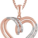 Sterling Silver Diamond Double Heart Pendant Necklace (1/10 cttw),18"