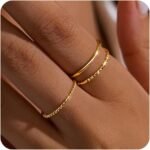Gold Rings for Women Non Tarnish, Dainty  Gold Plated Stackable Thin Thumb Ring Set Trendy Pinky Wedding Bands Engagement Rings for Women Size 4 5 6 7 8 9 10 11