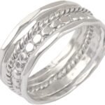 Set of Five Mixed Stacking Sterling Silver Ring Modern Handmade stacking set beaded ed hammered ring jewellery gift