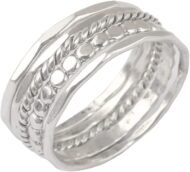 Set of Five Mixed Stacking Sterling Silver Ring Modern Handmade stacking set beaded ed hammered ring jewellery gift