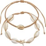 Women's 2 Piece Ankle Bracelets Set Shell Anklet Chain Adjustable Foot Jewelry