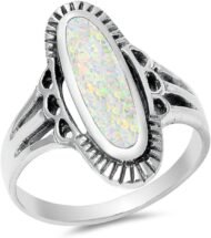 Sterling Silver Long Oval Ring