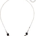Datura Necklace, Antique Silver-Tone Finish, Black Tie