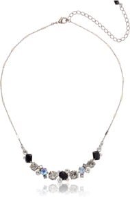 Datura Necklace, Antique Silver-Tone Finish, Black Tie