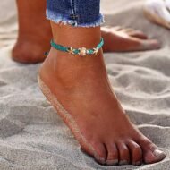 Boho Anklets Bracelets Blue Turtle Starfish Anklet String Bracelet Summer Beach Waterproof Barefoot Sandals Foot Jewelry for Women - Image 2