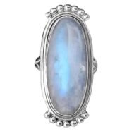 Rainbow Moonstone Ring Solid Silver Ring sterling Silver Ring Rainbow Moonstone Semi Precious Stone Ring Middle Finger Cabochon Stone Ring (7.5)