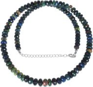 Natural Ethiopian Fire Opal  Necklace, Energy Healing Crystals,  Sterling Silver Chain, Birthday, Gift for Her, 18 inch Gemstone Choker Necklace