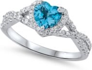 Sterling Silver Heart Halo Promise Ring