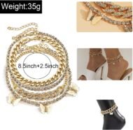 Layered Butterfly Anklet for Women Charms Butterfly Gold Silver Rhinestone Cuban Anklets Adjustable Anklet for Summer Beach - Image 2