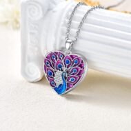 Heart Shaped Epoxy Resin Butterfly/Peacock/Hummingbird/Lotus/Rose Locket Necklace That Holds Pictures Photo Sterling Silver Personalized Locket Gift - Image 2
