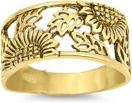 Sterling Silver Filigree Sunflower Ring