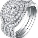 Jewellery Wedding Rings for Women Engagement Ring Set AAAAA Cz  Sterling Silver 3pcs 2Ct White Size 4-13