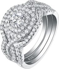 Jewellery Wedding Rings for Women Engagement Ring Set AAAAA Cz  Sterling Silver 3pcs 2Ct White Size 4-13