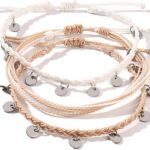 String Ankle Bracelets Waterproof Rope Anklets Braided Beach Boho Coin Anklets Cute Friendship Foot Jewelry for Women