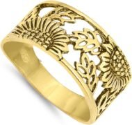Sterling Silver Filigree Sunflower Ring - Image 2