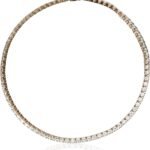 Platinum Plated Sterling Silver Tennis Necklace set with Round Cut Infinite Elements Cubic Zirconia