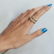 Gold Stackable Rings for Women Non Tarnish, 18k Gold Plated Cubic Zirconia Rings, Silver Gold Multi Ring Mixed Metals Stack Rings Set - Image 2