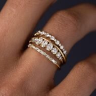 Stackable Gold Rings for Women Non Tarnish Dainty  Gold Plated Stacking Cubic Zirconia Thumb Ring Set Trendy Statement Promise Wedding Bands Engagement Rings for Women Size 6 7 8 9 10 - Image 2