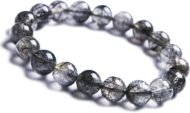 Jewelry Bracelet Natural Black Rutilated Quartz Crystal Gemstone Bangle 10mm