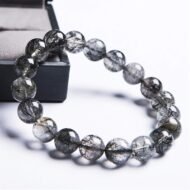 Jewelry Bracelet Natural Black Rutilated Quartz Crystal Gemstone Bangle 10mm - Image 2