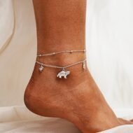 Women Anklets S925 Sterling Silver Cute Animal Layered Anklet Bracelet Adjustable Multilayer Beach Anklet Bracelet Summer Foot Jewelry Cable Chain 10-11 Inches - Image 2